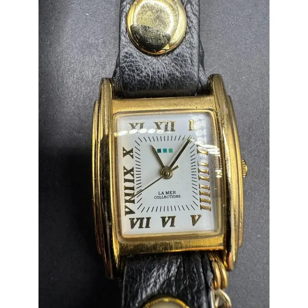 La Mer Collection Roman Numeral Wrap Leather & Gold Tone Metal Bracelet ST626SW